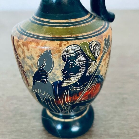 Greek Handmade Painted Artwork Pitcher Vase - Picture 5 of 5